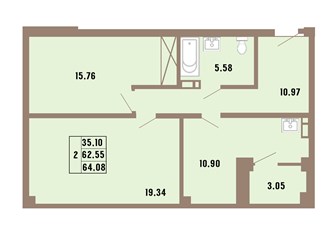 Планировка 2 комнатной квартиры