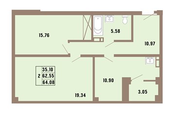 Планировка 2 комнатной квартиры