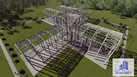 Конструкция покрытия детской поликлиники с женской консультацией.
Разработка данного проекта заняла 4 недели, окончательная же масса по ведомости отправочных марок составила 348 т.