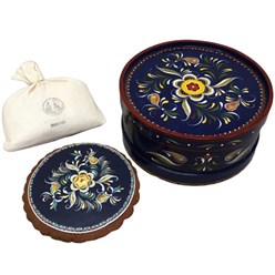 Корпоративный подарок в русском стиле, синий короб, пряник с ручной росписью, подарочный иван-чай