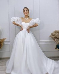 Роскошное современное свадебное платье из органзы воск в наличии со шлейфом и без, силуэтное свадебное платье, пышное свадебное платье