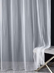 Тюль Турция плиссе с жемчужинами. 
Высота 300 см. 
Цена 460 руб. метр 
Не препятствует проникновению света, легко пропускает воздух, подойдет в любую комнату, в гостиную, в спальню, на кухню