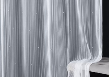 Тюль Турция плиссе с жемчужинами. 
Высота 300 см. 
Цена 460 руб. метр 
Не препятствует проникновению света, легко пропускает воздух, подойдет в любую комнату, в гостиную, в спальню, на кухню