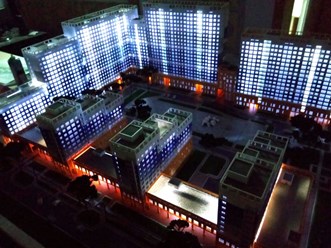 макет жилого комплекса в Астане, с подсветкой