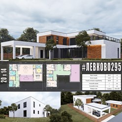 #левково295 - индивидуальный проект двухэтажного дома ИЗ ГАЗОБЕТОНА общей площадью 295 м2 с плоской кровлей...
