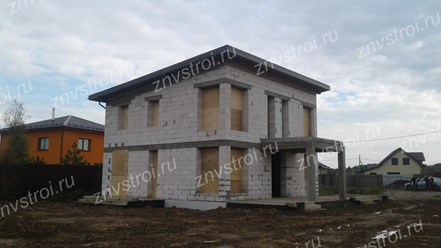 Двухэтажный жилой дом 186м.кв., из газобетона D400,400мм., проект сапфир. Истринский район.