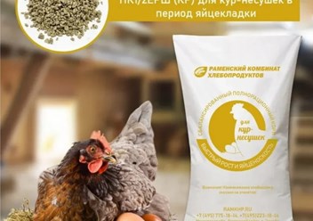 Сбалансированный комбикорм для кур-несушек в период яйцекладки, обеспечивает высокую продуктивность и повышает прочность яичной скорлупы. Нет необходимости в дополнительных подкормках. Пик яйценоскост