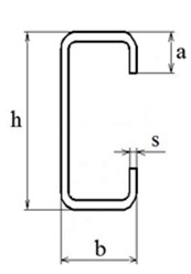 Профиль С-образный из оцинкованной или горячекатаной стали тонкостенный гнутый толщиною от 1,2 мм до 4,0 мм