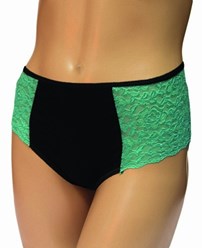 054z Трусы макси с кружевными вставками на передней части изделия (зеленое кружево).  92% хлопок, 8% эластан, отделка ПА, цвет чёрный. 200 руб