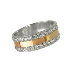 женское кольцо с золотой пластиной