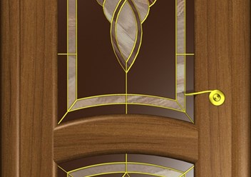 Межкомнатная дверь,модель&quot; Юлия&quot;,облицована шпоном в цвете американский орех,внутри массив сосны,представлена на выставке в магазине. Цена-13850 р. за комплект с коробкой и наличниками.
