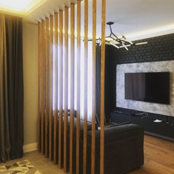 Перегородка на скрытом крепление под углом, сечение 40х120 мм