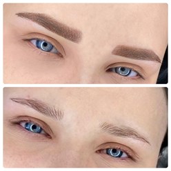 Перманентный макияж брови До/после