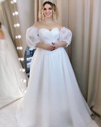 Свадебное платье большого размера, свадебное платье для полных форм. Нежное, утонченное свадебное платье для роскошной невесты с нестандартными формами. Рукава съёмные