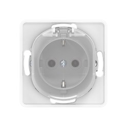 Механизм розетки скрытой установки CADUCEUS ALING EON с заземлением, без шторок, с крышкой, с пластиковым основанием, 16А, 250В~