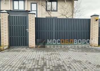 Ворота с евроштакетником