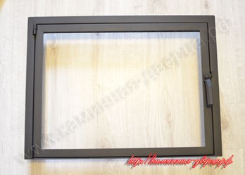 Дверца для камина с термостойким стеклом, строгая