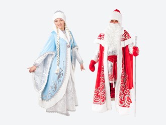 Костюм Снегурочки и костюм Деда Мороза на взрослых