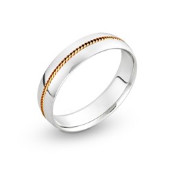 Обручальное кольцо из белого и красного золота