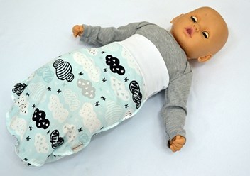 Пеленка-мешок Baby Boom  выполнена из мягкого интерлока 100% хлопок. Пояс -  широкий манжет из эластичной рибаны.
размер 56,62