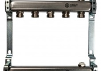 STOUT Коллектор из нержавеющей стали для радиаторной разводки 5 вых.