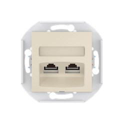 Розетка скрытой установки CADUCEUS ALING PRESTIGE двойная, компьютерная с модулями Keystone RJ45 8P8C, cat.5e, UTP, механизм