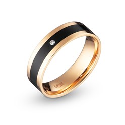Обручальное кольцо из красного золота с керамикой