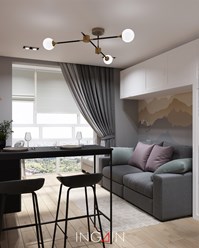 Project "Pink Wall" - дизайн квартиры студии 23 м2 в Санкт-Петербурге. Студия дизайна интерьеров INGAIN