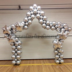 Арка из шаров "звезда" из шариков хром серебро