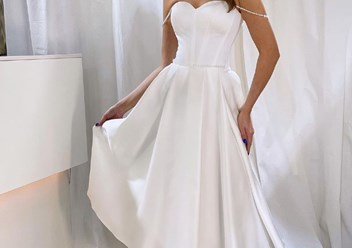 Корсетное свадебное платье, свадебное платье миди, свадебное платье с ручной работой. Королевский атлас сатин.