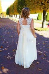 свадебное платье из шифона с гипюром