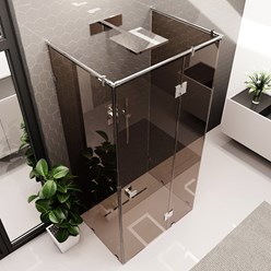 Стеклянная перегородка для душа П-образная с распашной дверью