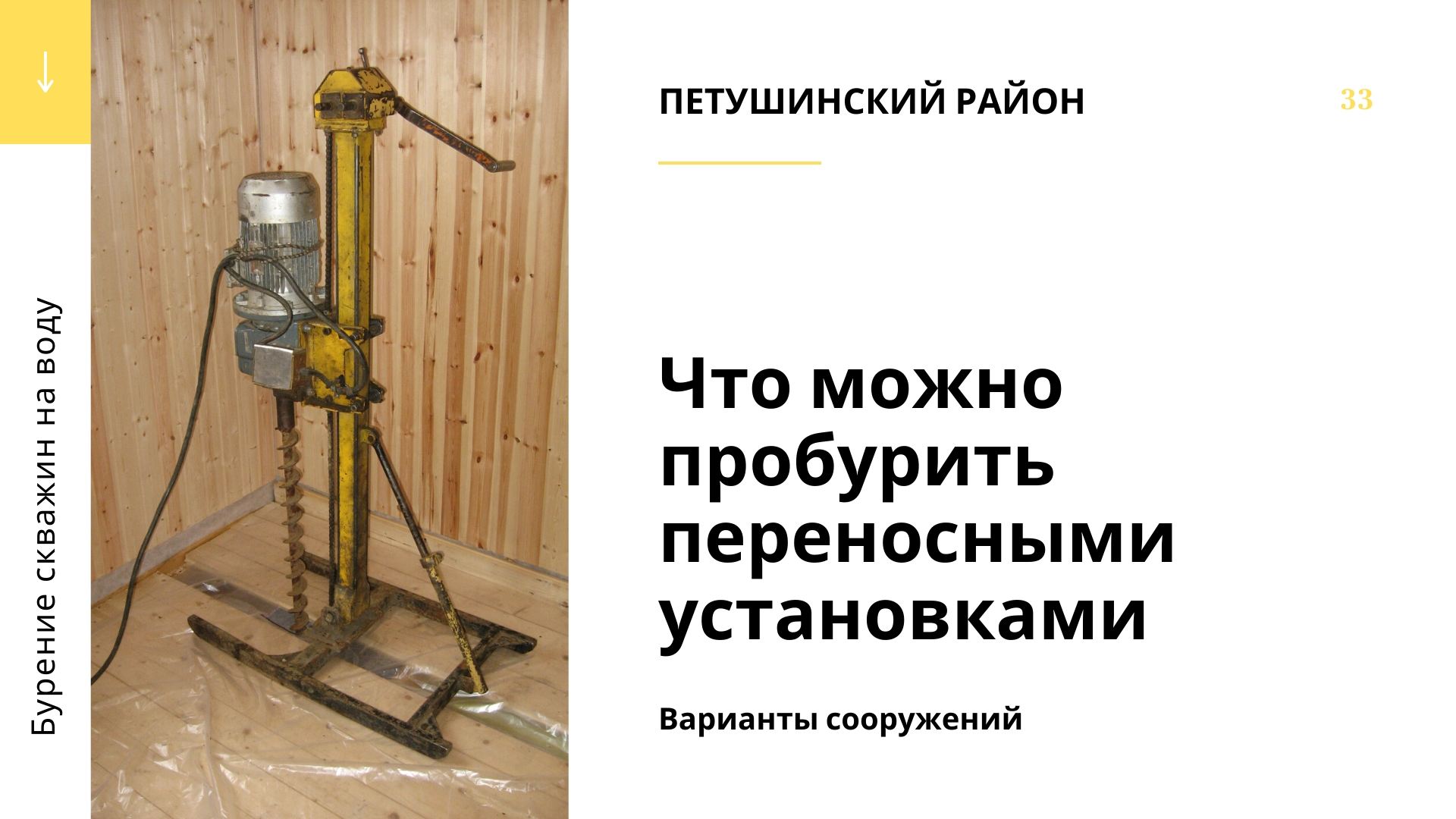 Для чего можно использовать разборные буровые установки на территории Петушинского района Владимирской обалсти. Какие водозаборные сооружения можно ими пробурить. Что еще