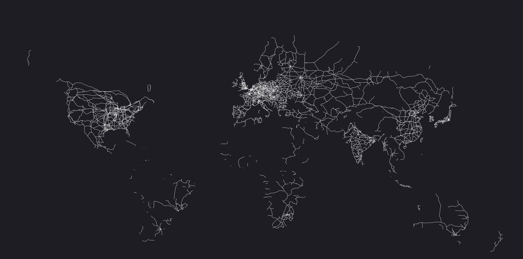Карта железных дорог мира