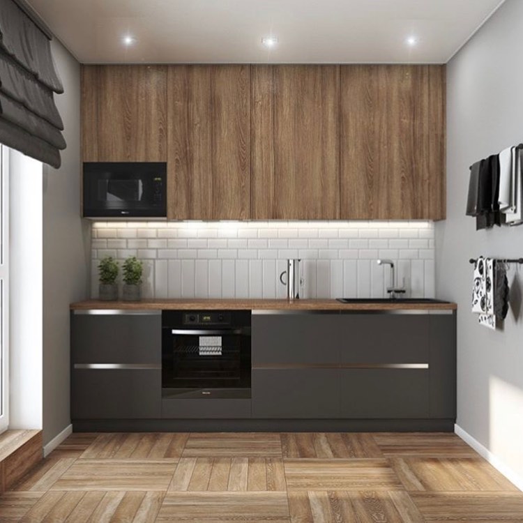 Кухня белый верх деревянный низ фото