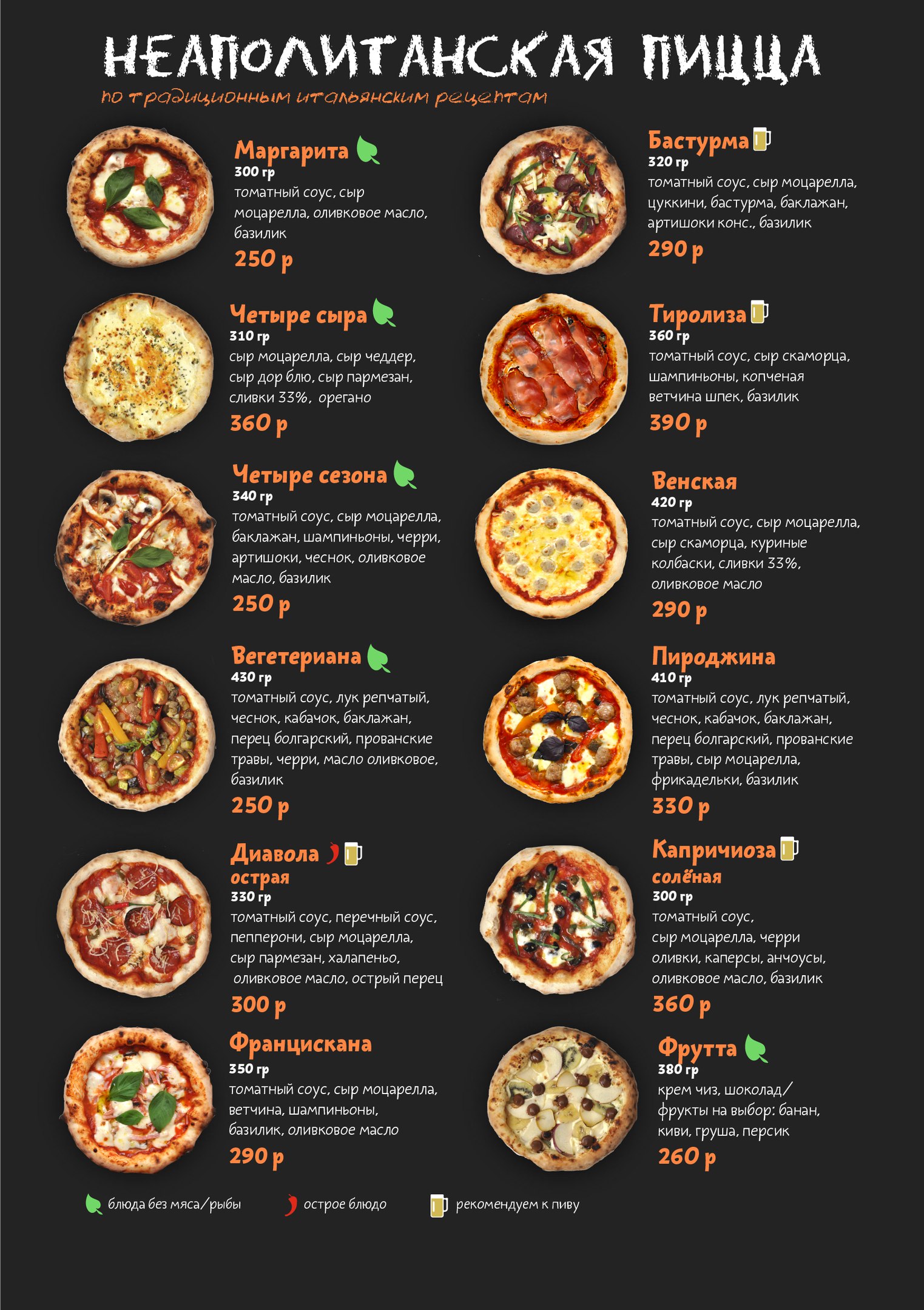 меню неаполитанская пицца (120) фото